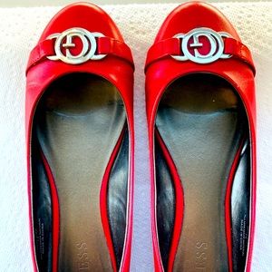 Guess Red Flats - metallic detailing, size 7.5